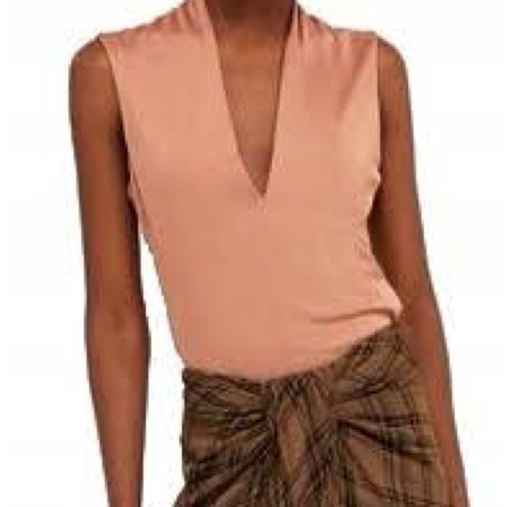 Zara Deep V Sleeveless Ruched Bodysuit